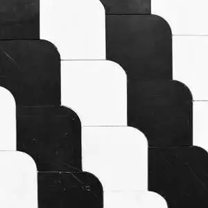 Snow White, Black Multi Finish Ruffle Marble Mosaic