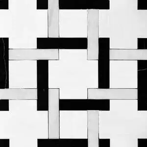 Black, Snow White Honed Parker Marble Mosaic