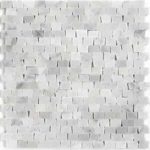 White Carrara Honed Broken Joint Marble Mosaic