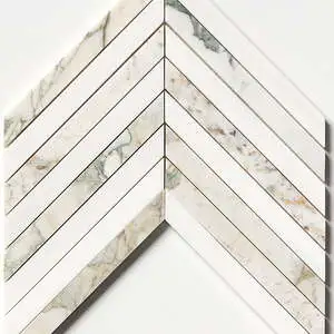 Calacatta Green Honed Thin Chevron Waterjet Marble Mosaic