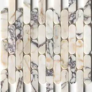 Calacatta Picasso Honed Pill Marble Mosaic