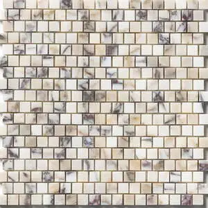 Calacatta Picasso Honed Staggered Joint 5/8x5/8 Marble Mosaic