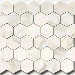 Calacatta Renaissance Honed Hexagon Marble Mosaic