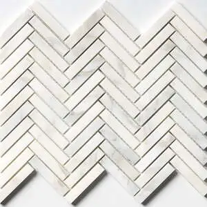 Calacatta Renaissance Honed Herringbone 5/8x3 Marble Mosaic