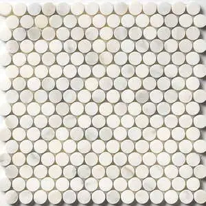 Calacatta Renaissance Honed Penny Round Marble Mosaic