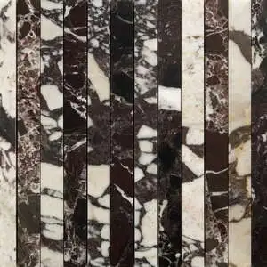 Calacatta Viola, Red Levanto Honed Mod Stripes Marble Mosaic