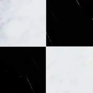 Black, Calacatta Bella Polished Checkerboard Pattern Marble Tile