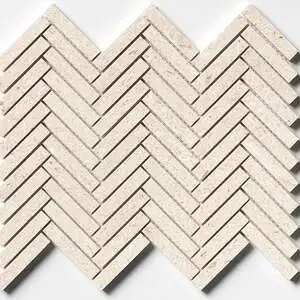 Desert Path Brushed Herringbone 5/8x3 Limestone Mosaic