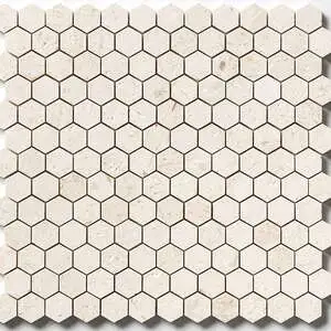 Desert Path Brushed Hexagon 1x1 Limestone Mosaic