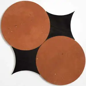 Black, Rustic Terracotta Honed Rotonda Marble Mosaic