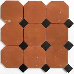 Black, Rustic Terracotta Honed Ottapunto Marble Mosaic