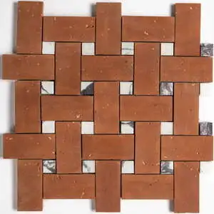 Calacatta Viola, Rustic Terracotta Honed Basket Weave Marble Mos