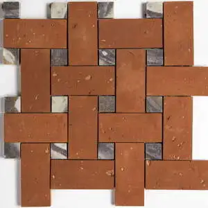 Calacatta Viola, Rustic Terracotta Honed Big Basket Weave Marble