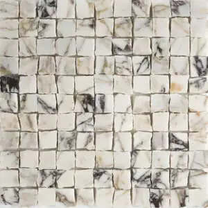 Calacatta Picasso Honed Hand Clipped 1x1 Marble Mosaic