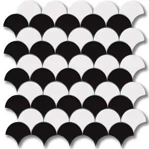 Black Glossy Fans Ceramic Mosaic