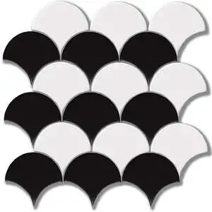 Black Glossy Fans Ceramic Mosaic