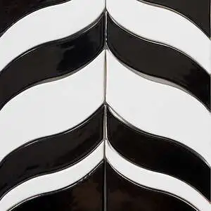Black Glossy Longest Leaf Ceramic Mosaic