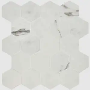 Marvel Statuario Supremo Matte Small Hex 2-5/8 Mesh
