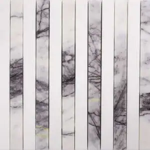 Lilac, Thassos Honed Mod Stripes Marble Mosaic