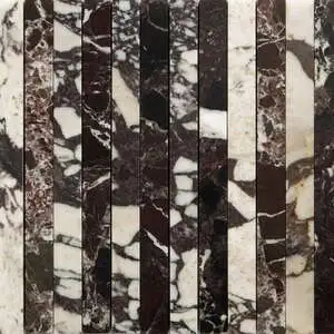 Calacatta Viola, Red Levanto Honed Mod Stripes Marble Mosaic