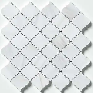 Bianco Dolomiti Classic Honed Meshed Arabesque Marble Mosaic