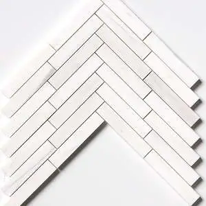 Bianco Dolomiti Classic Honed Large Herringbone Marble Mosaic Bianco Dolomiti Classic Honed Large Herringbone Marble Mosaic
