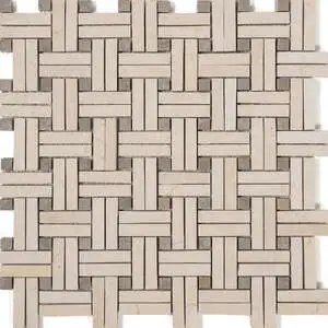 Papyrus Honed Diagonal Basket Weave Limestone Mosaic