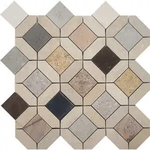 Multicolor Multi Finish Monarch Limestone Mosaic