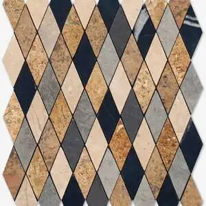 Multicolor Honed Diamonda Limestone Mosaic