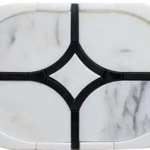 Statuario, Thassos, Santorini Honed Eros Waterjet Marble Mosaic