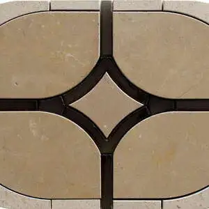 Arete, Cedar, Mykonos Honed Eros Waterjet Marble Mosaic