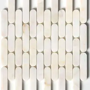 Calacatta Amber Honed Pill Marble Mosaic