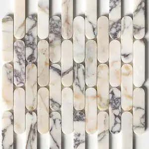 Calacatta Picasso Honed Pill Marble Mosaic