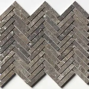 Silver Drop Honed Herringbone 5/8x3 Marble Mosaic