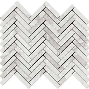 Statu Polished Herringbone 5/8x3 Porcelain Mosaic Statu Polished Herringbone 5/8x3 Porcelain Mosaic