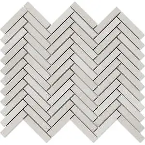 Infinity White Herringbone 5/8x3 Porcelain Mosaic