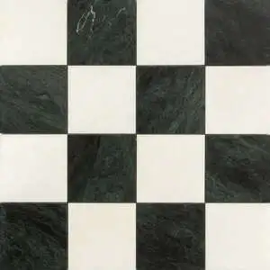 Thassos, Verde Lucia Honed Grande Chester Marble Mosaic