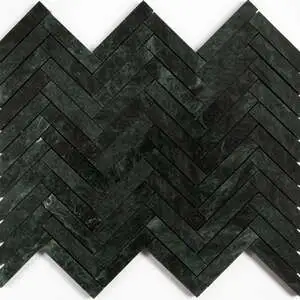 Verde Lucia Honed Herringbone 5/8x3 Marble Mosaic