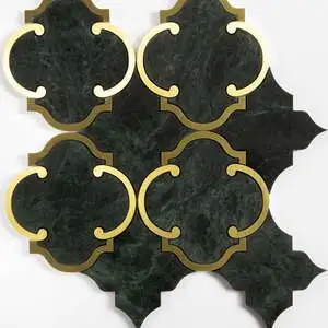 Brass, Verde Lucia Honed Casablanca Marble Mosaic