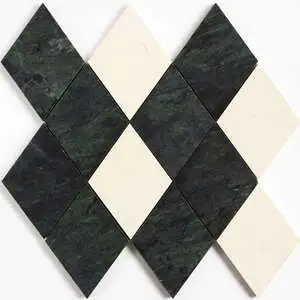 Marfil, Verde Lucia Honed Almas Marble Mosaic