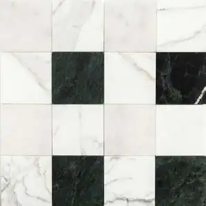Calacatta Gold, Glacier, Verde Oriental Honed 4x4 Marble Mosaic
