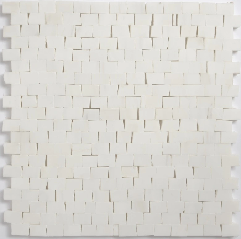 Snow White Honed Broken Joint Marble Mosaic