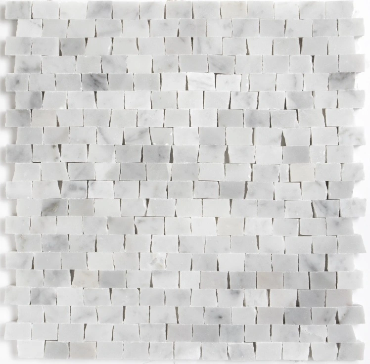 White Carrara Honed Broken Joint Marble Mosaic