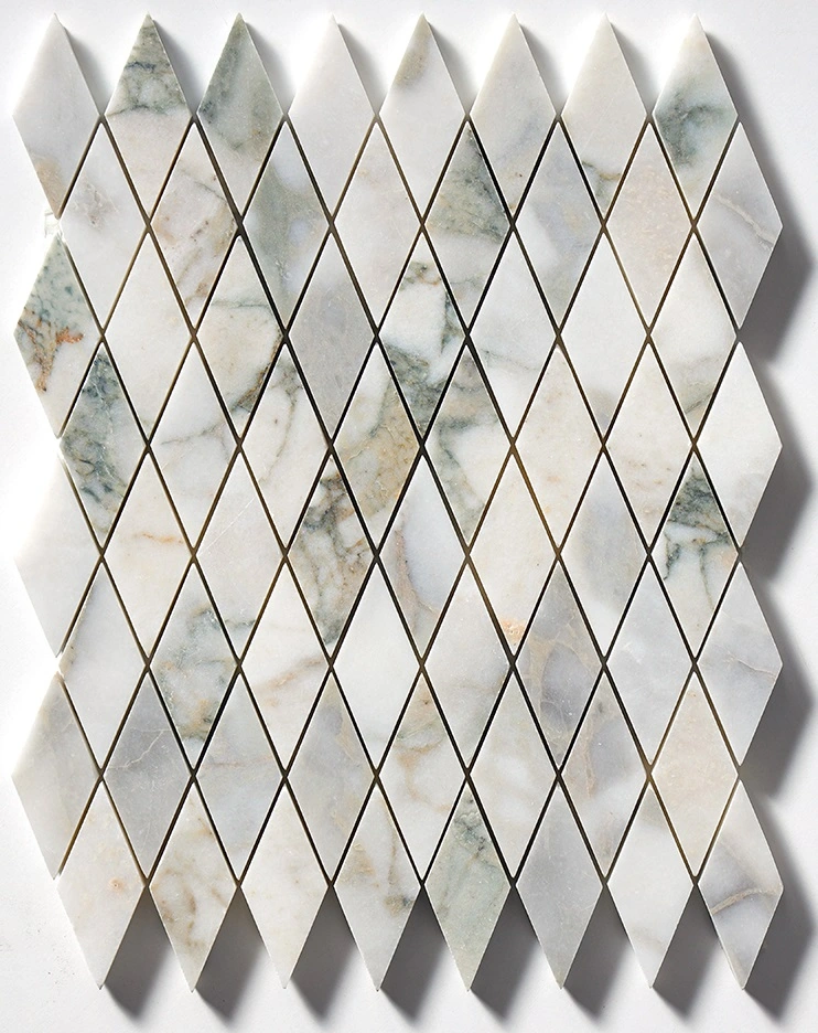 Calacatta Green Honed Rhomboid Marble Mosaic