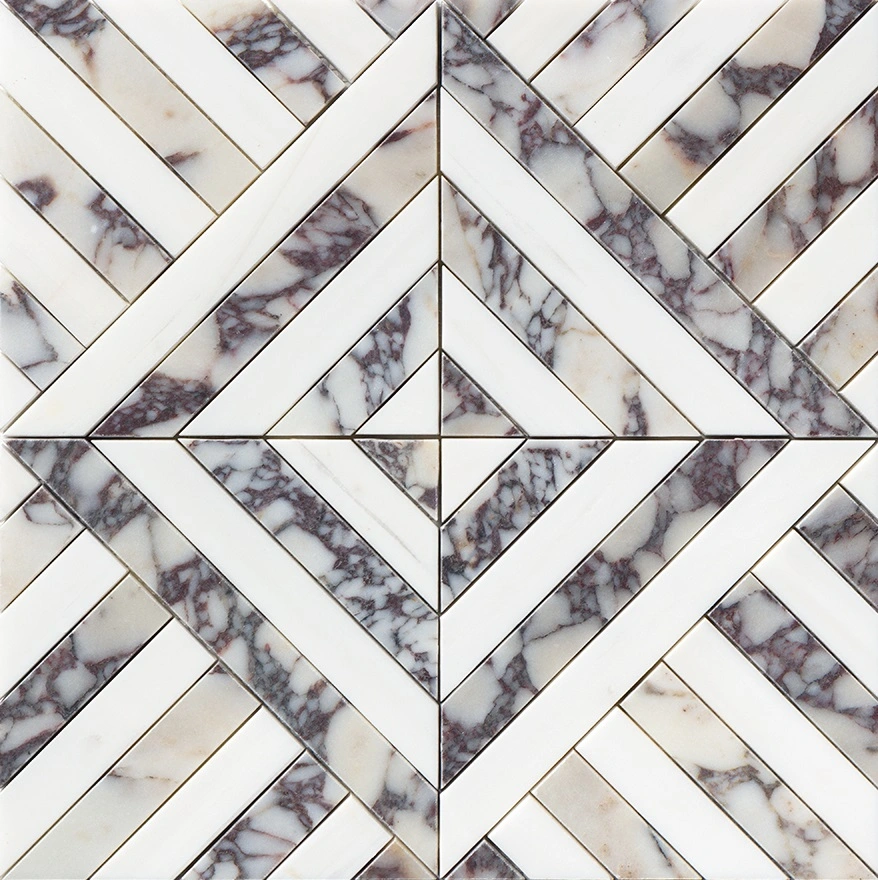 Calacatta Picasso, Snow White Honed Ponte Marble Mosaic
