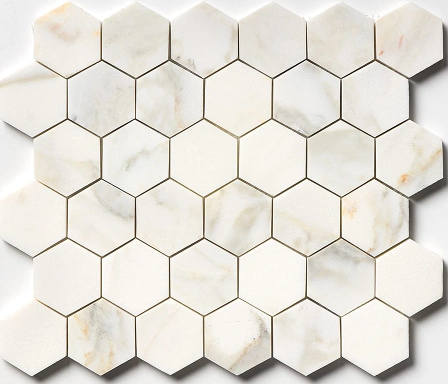 Calacatta Renaissance Honed Hexagon Marble Mosaic