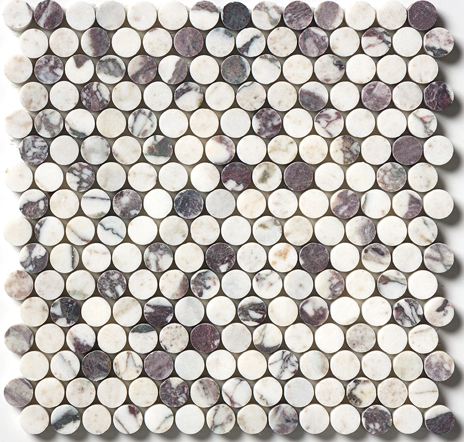 Calacatta Viola Honed Penny Round Marble Mosaic