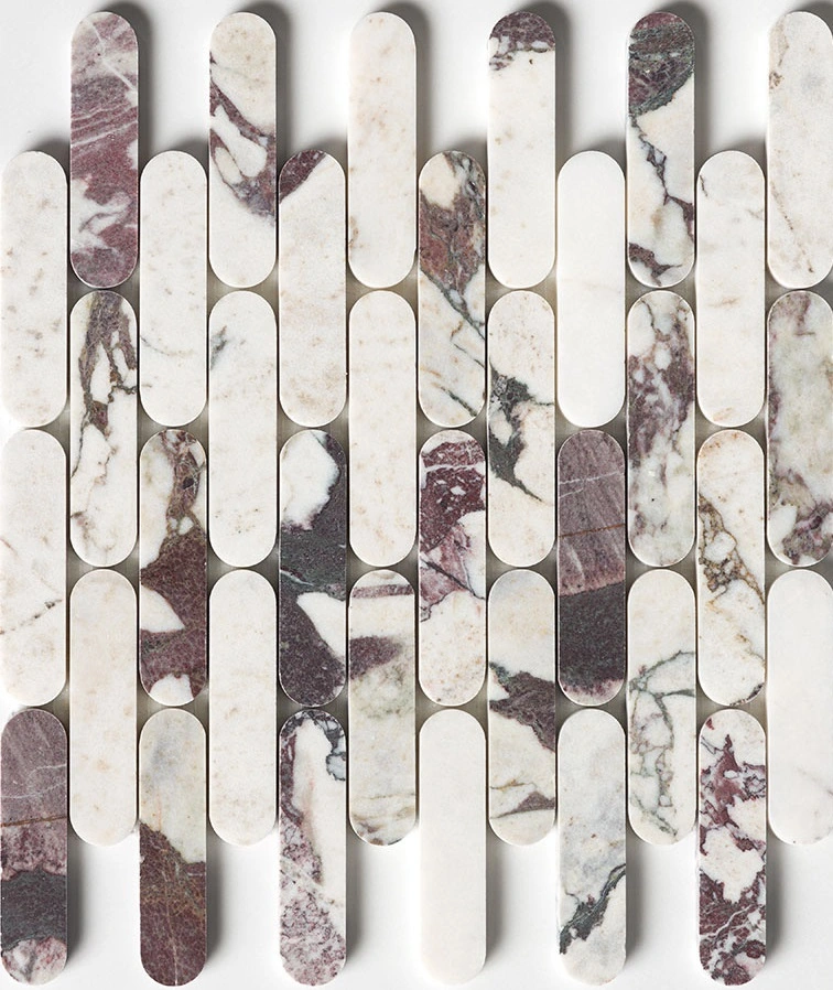 Calacatta Viola Honed Pill Marble Mosaic