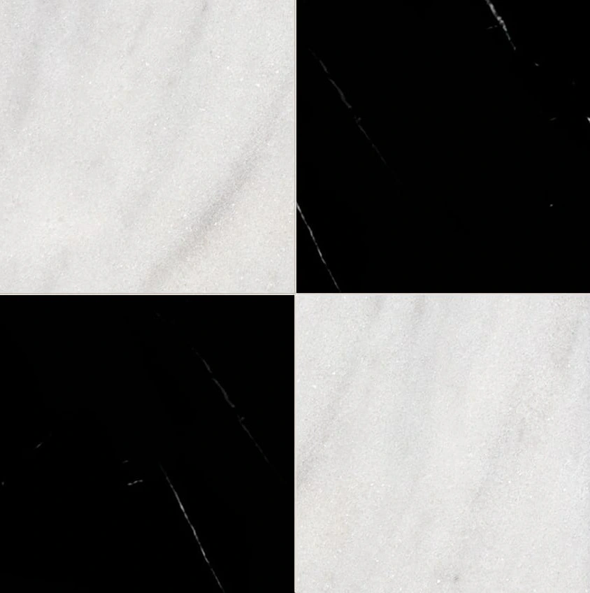Avalon, Black Polished Checkerboard Pattern Marble Tile