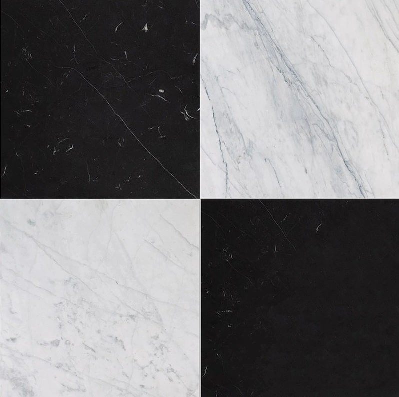 Avenza, Black Honed Checkerboard Pattern Marble Tile